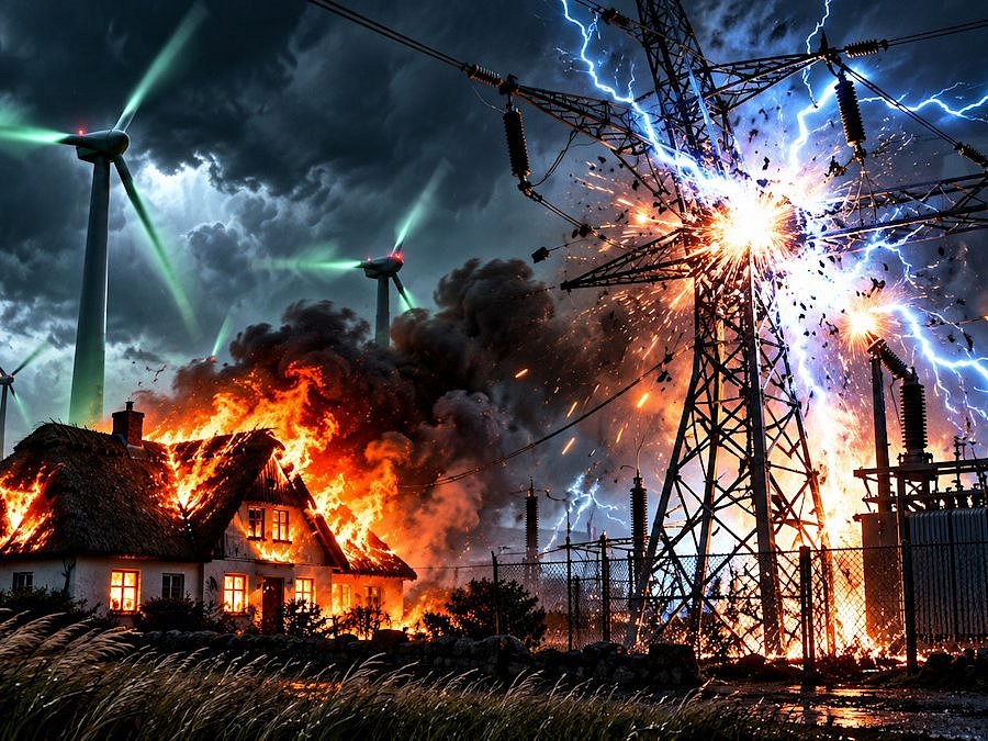 Massiver Überschuss an Windstrom – 40.000 Haushalte ohne Strom, Haus abgebrannt!